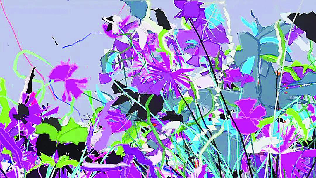 哈羅德·科恩的“AARON”繪制的《亞倫-希洪》（AARON-Gijon)，2007年，惠特尼美國藝術博物館