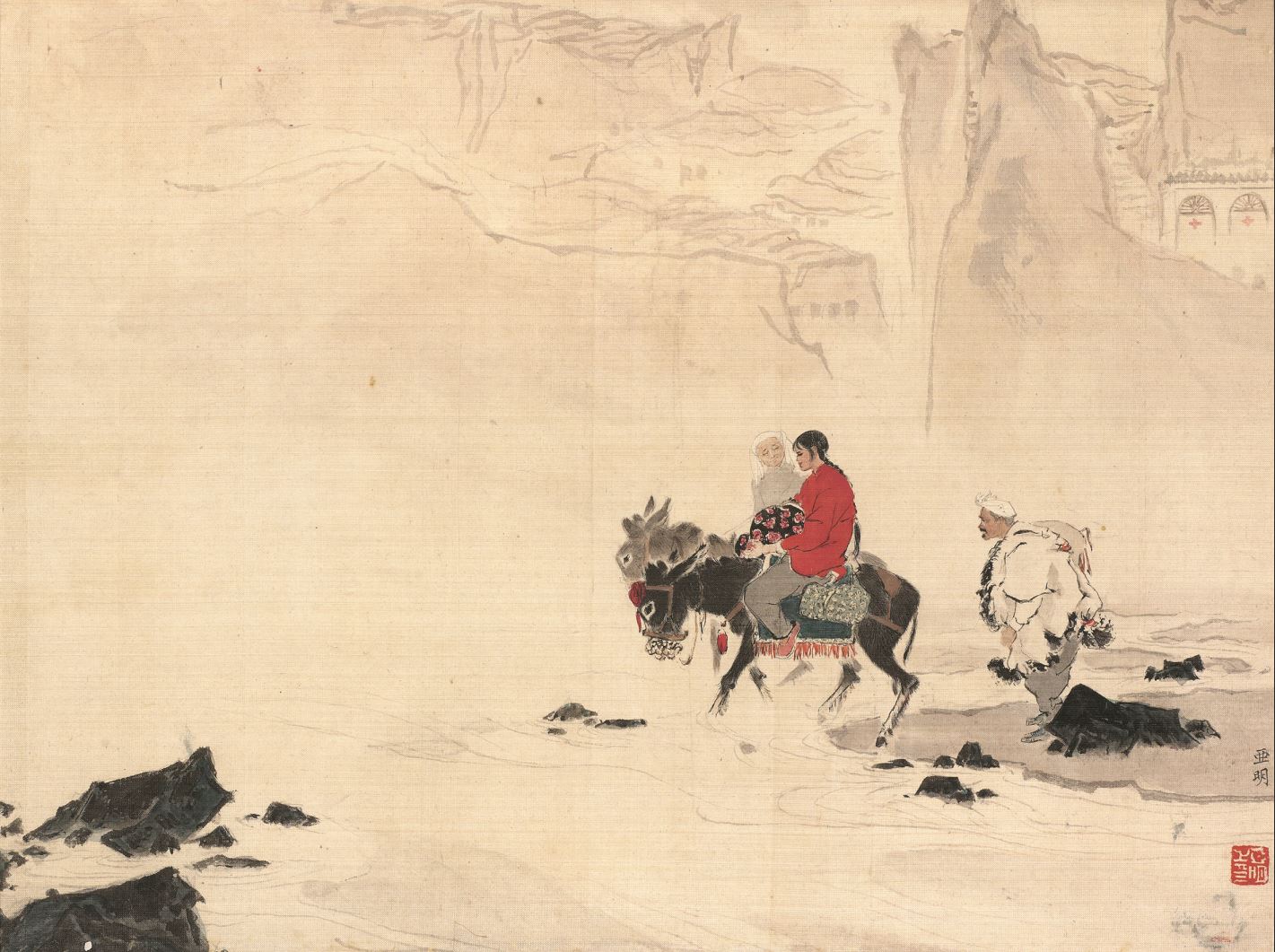 出院 亞明 26cm×35cm 絹本設色 1961年 私人藏